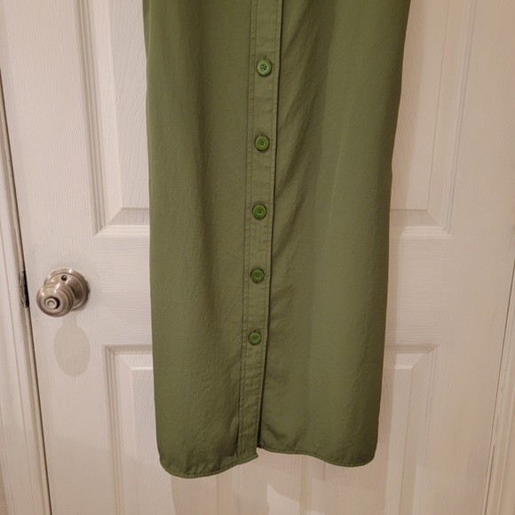 Everlane Japanese GoWeave Picnic Apron Dress Size 2 Green Drapey Lightweight - Picture 6 of 11